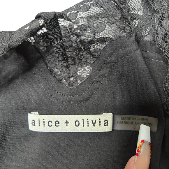 Alice & Olivia Adele Wrap Floral Lace Midi Dress - Picture 6 of 9